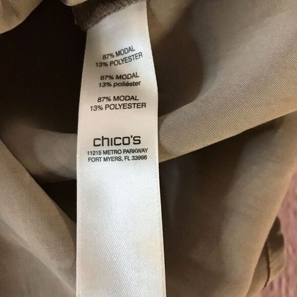 Chicos Sand Utility Button Up Shirt Roll Tab Long Sleeve Front Pockets XL - Picture 5 of 9